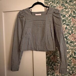 Lisa Says Gah Maddie Long Sleeve Top - Black Gingham